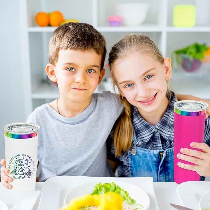20 oz Skinny Tumblers Stainless Steel Tumbler with Lid and Straw Double Wall Vacuum Insulated Coffee Mug 20oz Powder Coated Cup for Hot and Cold Drinks(White,1 pack)