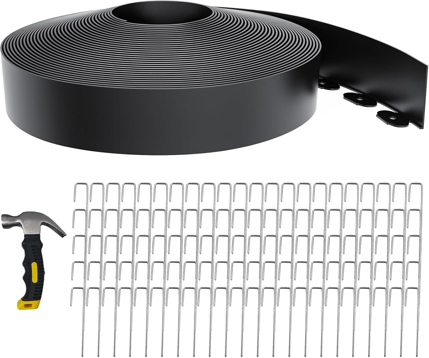 4 Inch Tall 102FT Landscape Edging with 110Pcs Metal Spikes, Plastic Garden Edging Border Landscape Edging Lawn Edging for Landscaping, Flower Bed, Paver, Yard