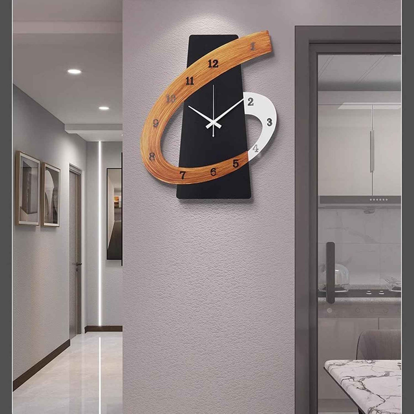Modern Large Decorative Wall Clock，20 inch Black Silent Non-Ticking Nordic Metal Wall Clocks for Living Room Home Kitchen Bedroom Cafes Office Staircase，Arabic Numerals Quartz Clock((40x50cm)