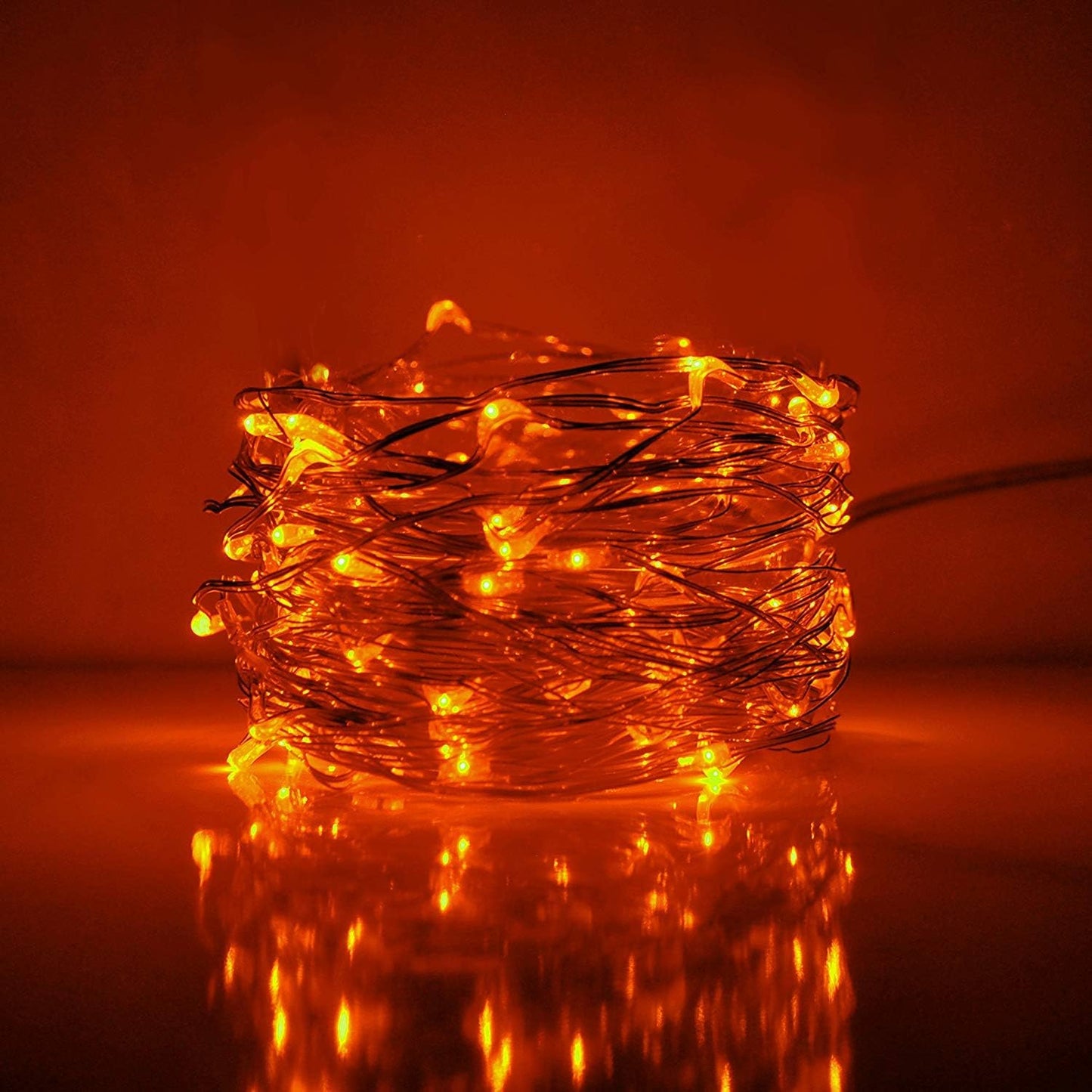 ANJAYLIA 2 Pack Orange String Lights for Halloween 30 LED Battery Operated Fairy Lights Twinkle Firefly Lights for Garden,Thanksgiving Day,Christmas Decoration
