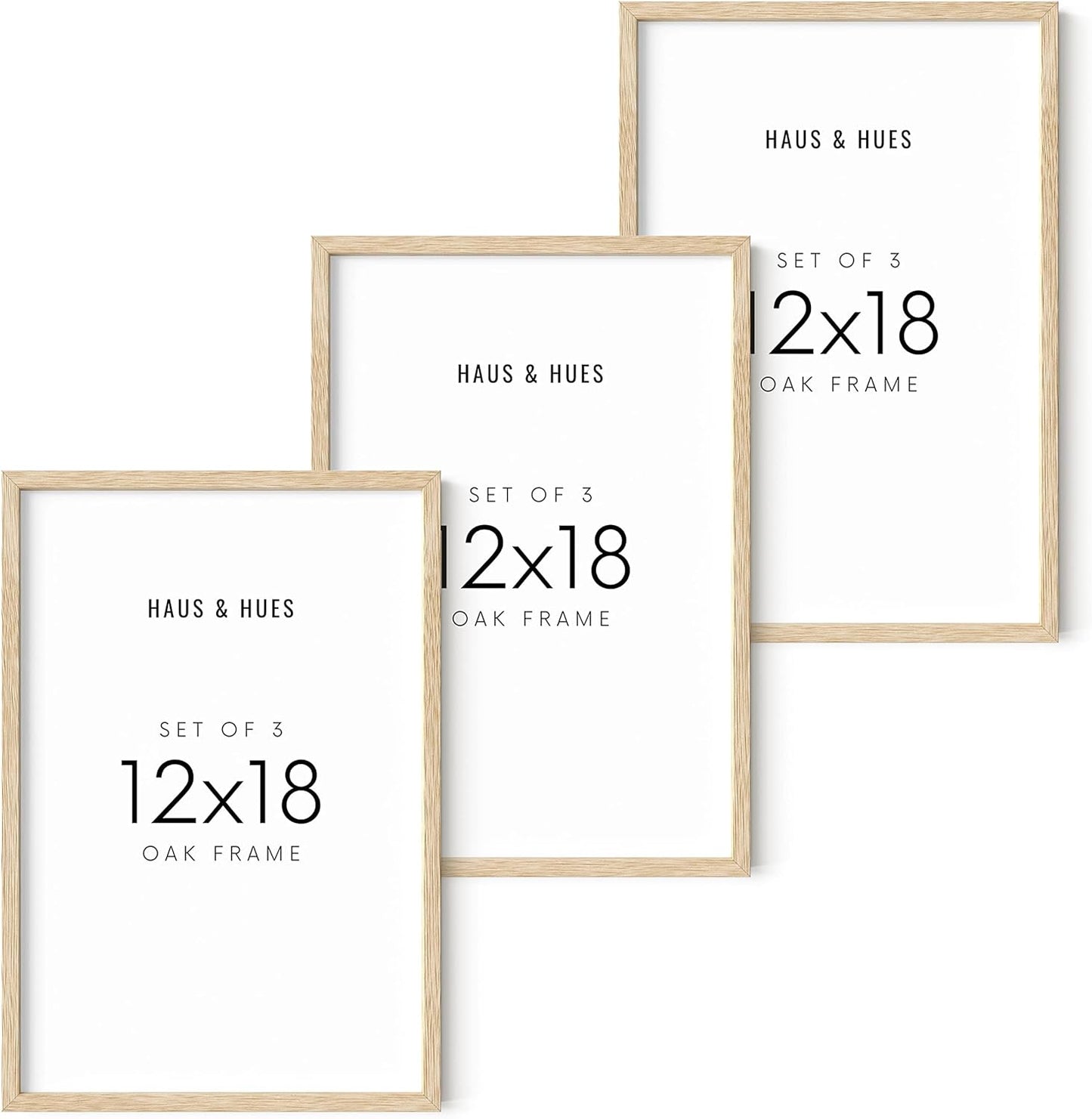 HAUS AND HUES Standalone Beige Oak Frame Set of 3-12x18