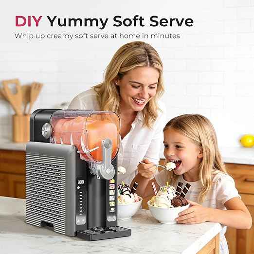 Slushie Machine for Home, No Ice Needed Frozen Drink Maker with Auto-Clean, LED Display, Perfect for Margaritas, Frappés, Milkshakes and More, Family Gatherings & Home Bar, Grey, 1 Pack+6 Modes
