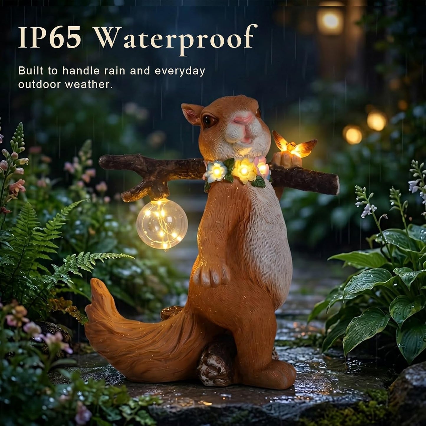 Solar Garden Statue Squirrel with Hanging Globe Light, Garden Decor for Outside, Yard Decorations Outdoor for Patio Porch, Housewarming Gifts for Women & Grandma