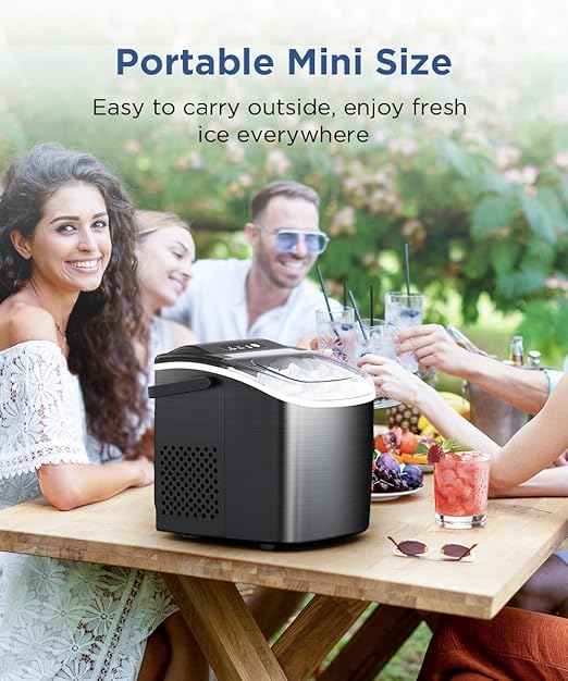 COWSAR Ice Maker Countertop, Portable Ice Machine with Self-Cleaning, 26.5lbs/24Hrs, 9 Bullet Ice Cubes in 6 Mins, Ice Basket and Scoop, Ideal for Home, Kitchen, Bar, Camping