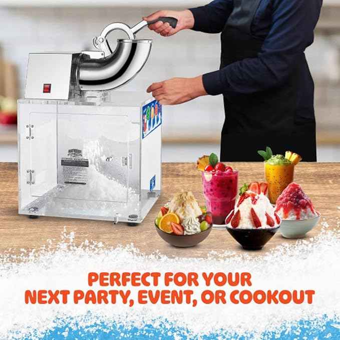 Polar Blast Snow Cone Machine - Acrylic Crushed Ice Maker Grinds Up to 500lbs of Ice Per Hour for Parties, Events, and More by Great Northern Popcorn