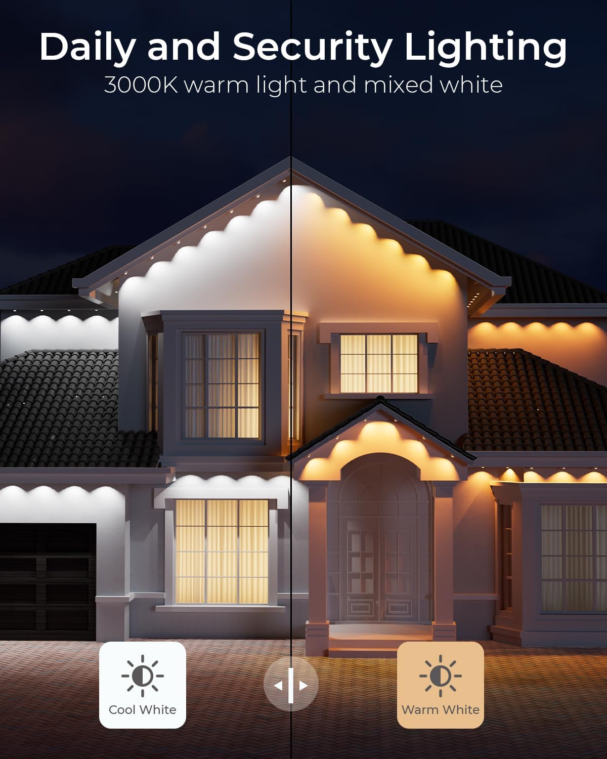 CINOTON Permanent Outdoor Lights 150ft, Smart RGBW Eaves Lights with 108 LEDs, IP67 Waterproof, 111 Scene Mode for Daily and Festival, Halloween Christmas Party Holiday Decor, APP/Voice/Remote Control