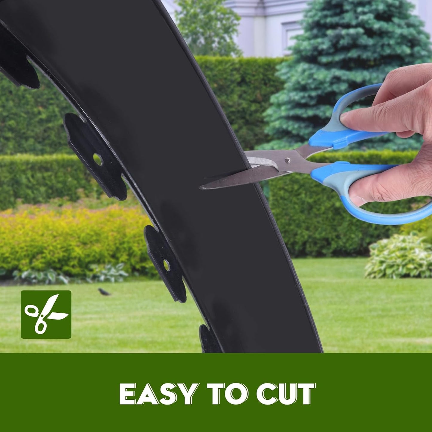 No Dig Landscape Edging 2" x 66FT Kit, Plastic Edging for Landscaping with 200 Spikes, for Garden, Lawn, Flower Beds and Yard, Black