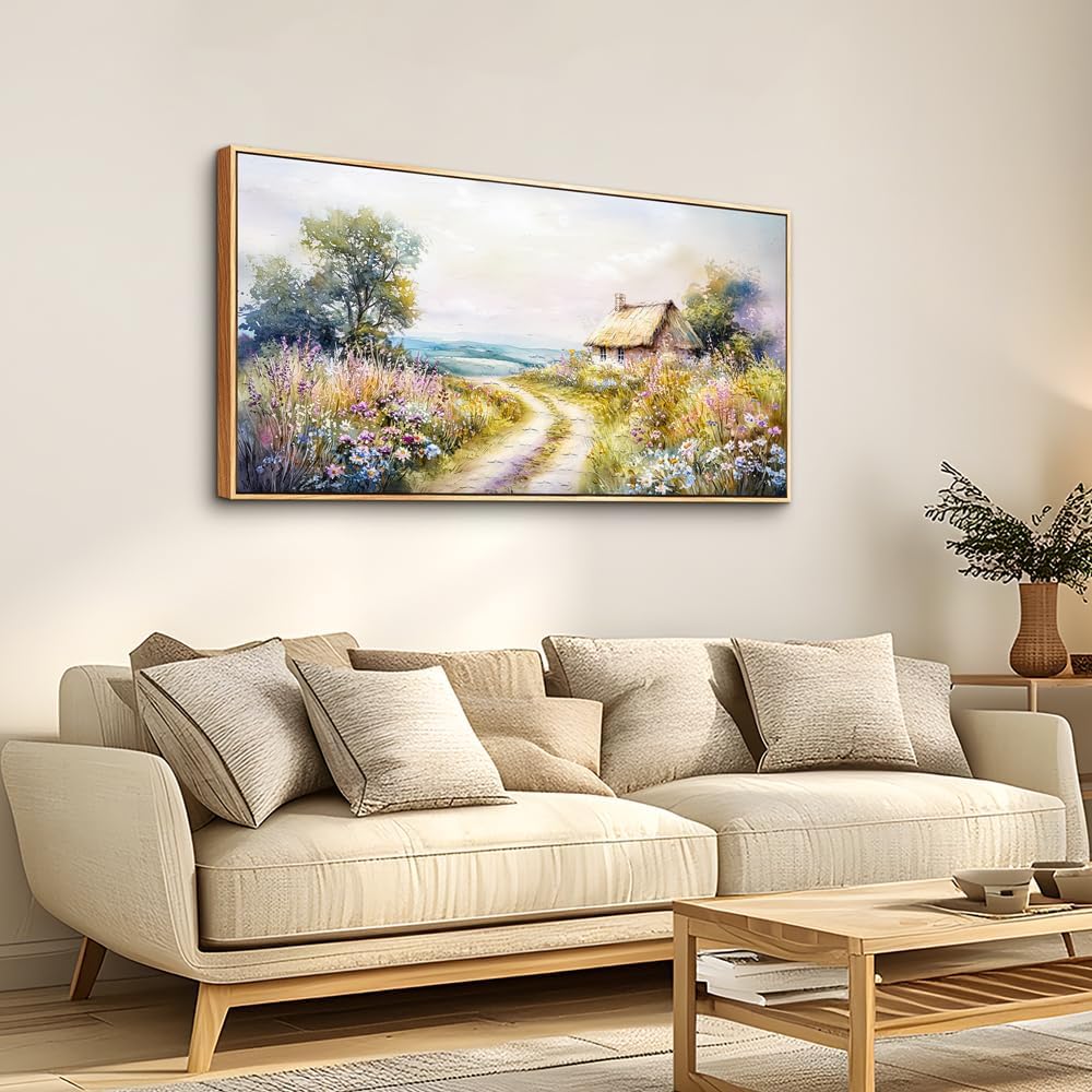 ZUITINGHUA Wood Framed Canvas Wall Art For Living Room Wall Decor For Bedroom Office Wall Decoration Country Road Landscape Paintings Farmhouse Pictures Artwork Room Aesthetic Home Decor 20x40 In