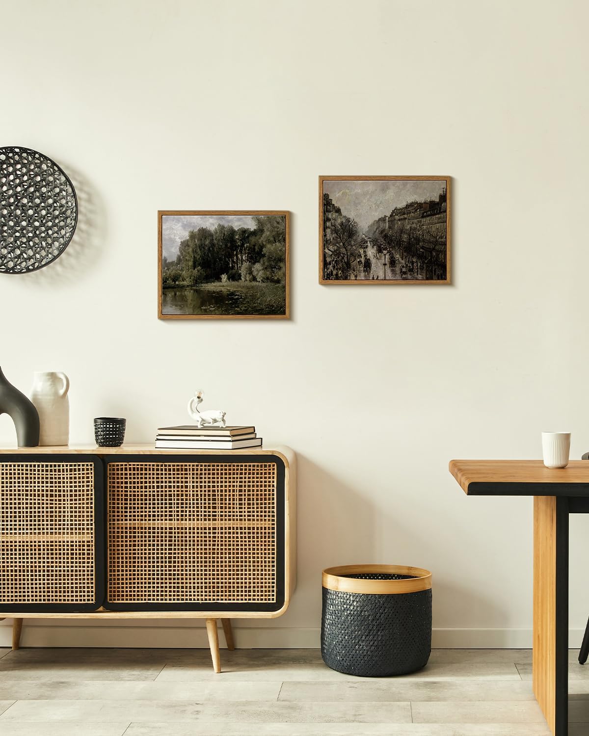 VIYYIEA Framed Canvas Wall Art Home Decor for Living Room Classical Cityscape Artwork Wall Decorations Vintage Oil Painting Prints Parisian Street Wall Decor Bathroom Wall Pictures Farmhouse 9x11in