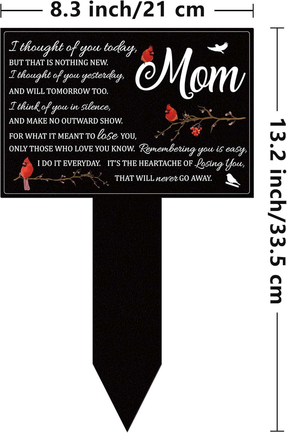 BUoonyer Stake Graves Cemetery Decorations - Mom Metal Memorial Grave Markers, Mother Garden Graveyard Sympathy Plaque, Cardinal Birds Remembrance Graveside Burial Decor Sign for Outdoor Outside Yard