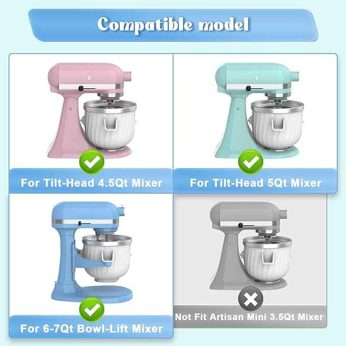 Jooke Latest Ice Cream Maker Attachment for KitchenAid Stand Mixer,Ice Cream Bowl Fit for 4.5QT/5QT/6QT Kitchen Aid Accessories and Attachments,Sorbet Gelato Maker,2QT for Kitchenaid Mixer Attachments