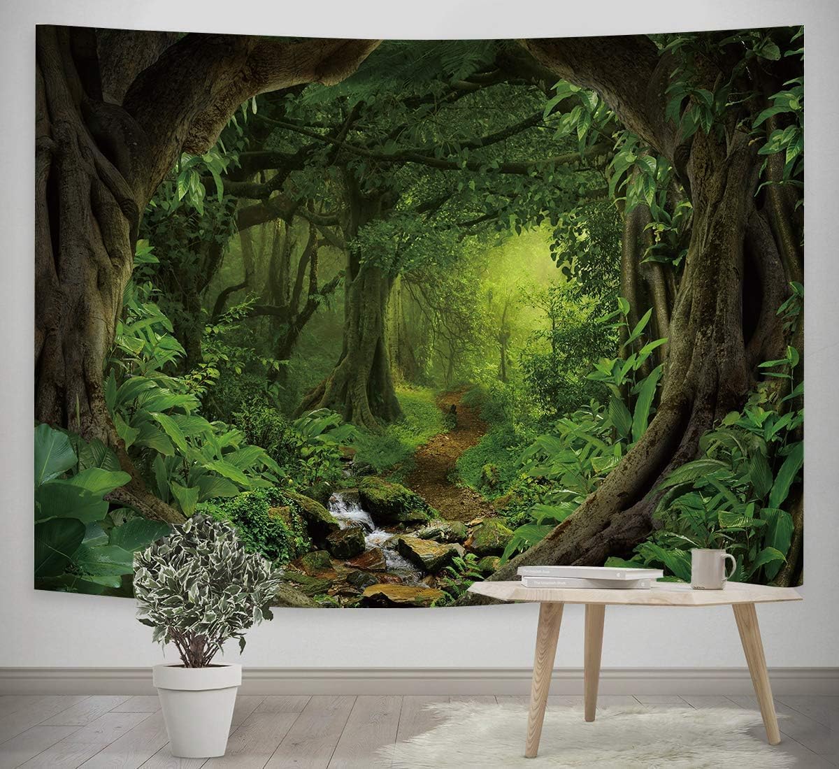 FENDROM Green Misty Forest Tapestry Wall Hanging Nature Landscape Tapestry Sunshine Through Tree Tapestries for Bedroom Living Room Dorm Decor