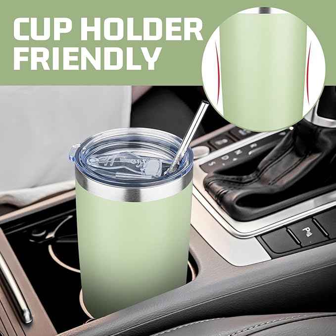20 oz Tumbler with Lids and Straws, Stainless Steel Insulated Travel Coffee Mug, Double Wall Vacuum Insulated Tumblers, Powder Coated Coffee Tumbler for Cold & Hot Drinks (Mix Color-3, 4 Pack)