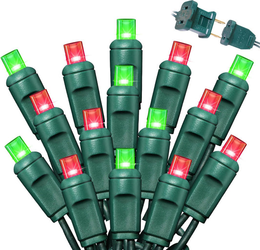 1200LED (24pk of 50L) String Lights, LED Christmas Lights, 6" SPACING,Green Wire, Red and Green