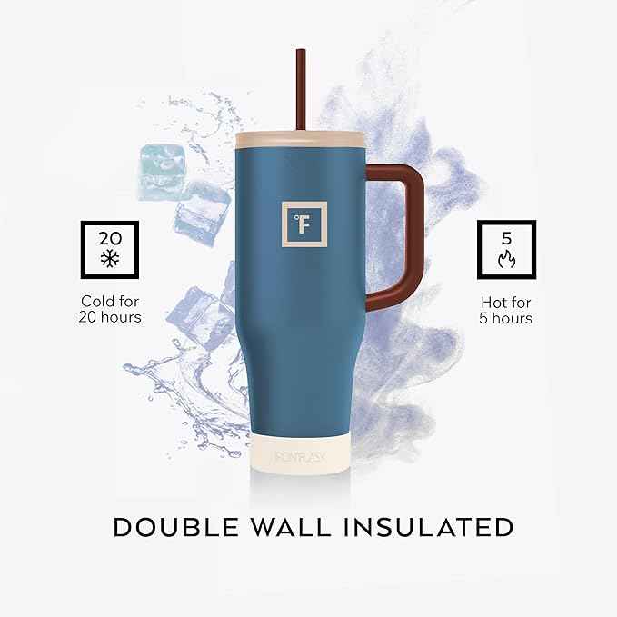 IRON °FLASK Co-Pilot Insulated Mug w/Boot, Straw & Flip Cap Lids - Cup Holder Bottle for Hot, Cold Drink - Leak-Proof - Water, Coffee Portable Travel Mug - Dream Sunset, 40 Oz