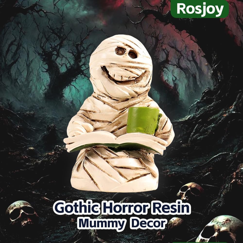Halloween Fun Miniature Mummy Figurine,Gothic Horror Resin Mummy Decor,for Bookshelf Decor,Desk Trinkets,Collectible,Party Gifts