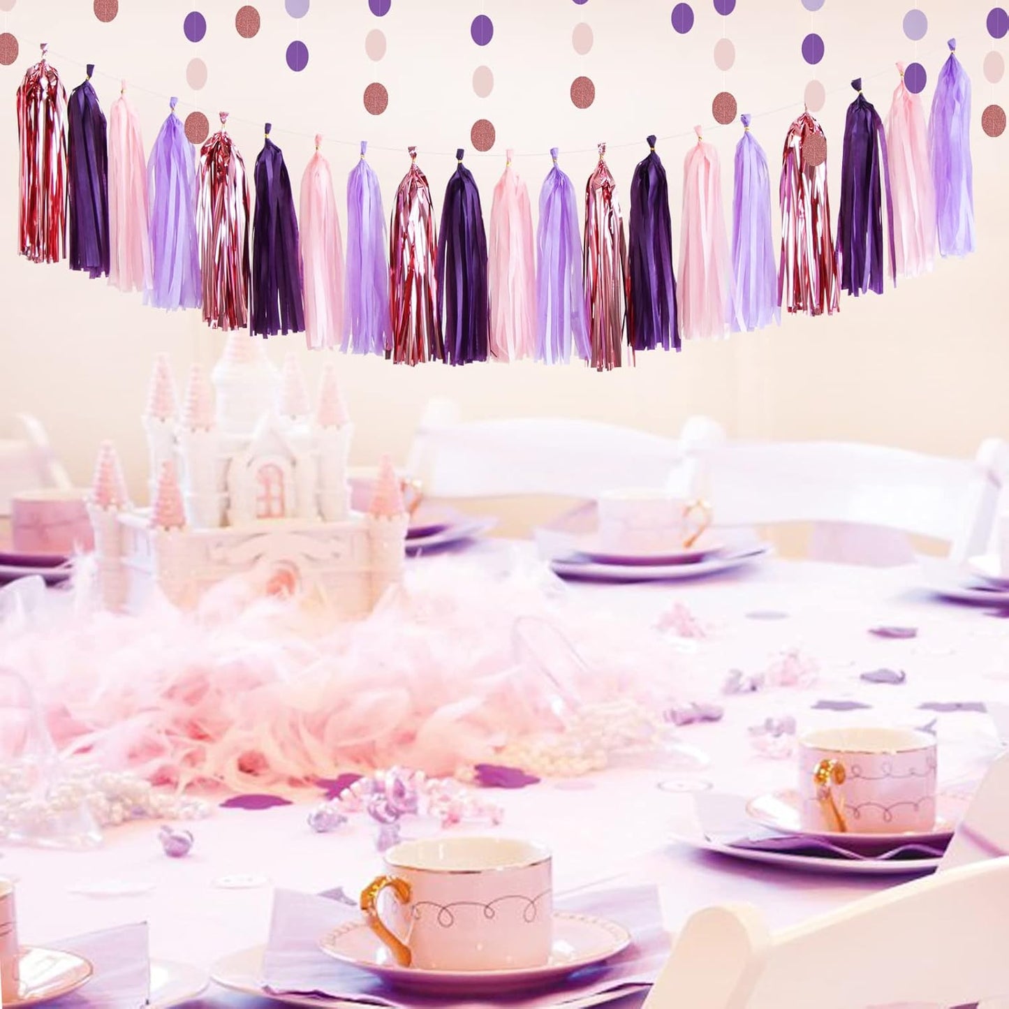 Pink-Purple Rose-Gold Party-Decorations Tassel Garland - 15pcs Baby Shower Decorations Girl Women Birthday Tassels Banner Streamers Bachelorette Wedding Engagement Party Decor Panduola