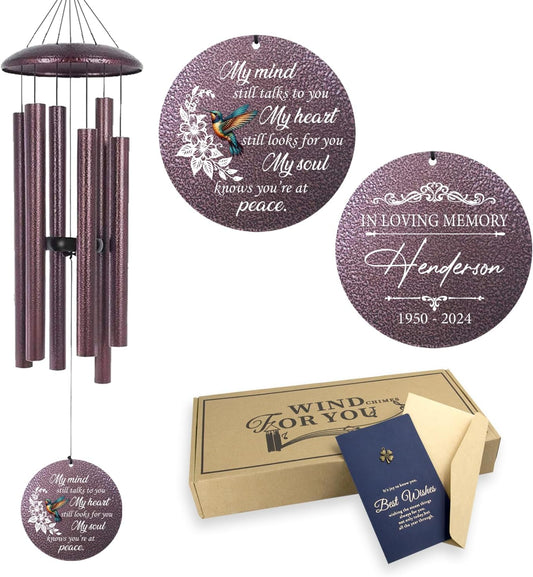 ASTARIN 36" Large Deep Tone Personalized Sympathy Wind Chimes, Memorial Wind Chime for Loss of Mother Father Loved One, Bereavement Gifts Decor Outdoor Patio Garden Graveyard