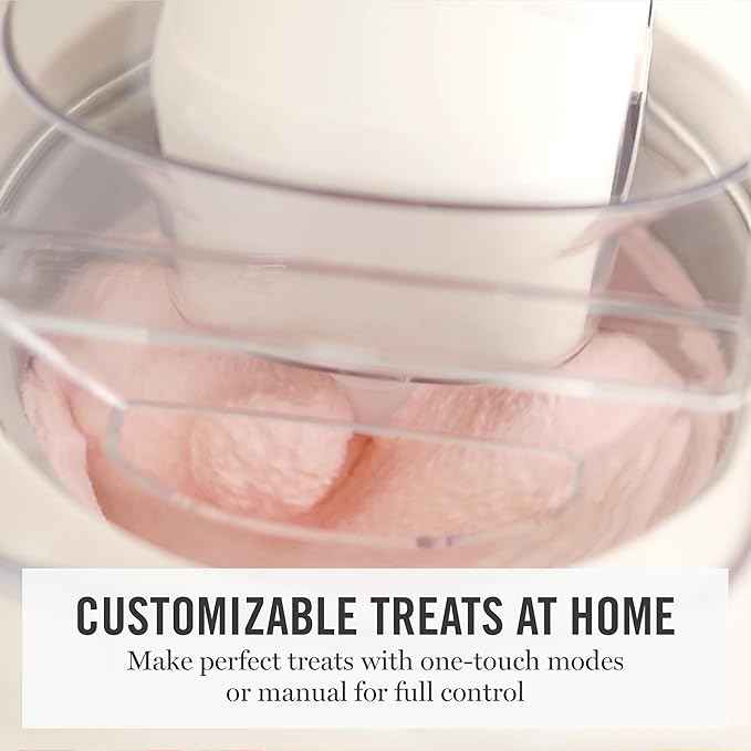 Martha Stewart 1 Quart Ice Cream Maker, Built-In Compressor, No Pre-Freezing Required, 3 Modes (Ice Cream, Sorbet, Frozen Yogurt), Automatic Mix-In Alert, Dishwasher-Safe Parts, Linen White
