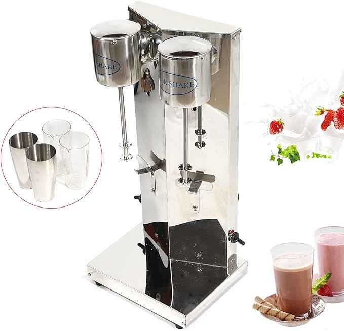 Electric Milkshake Maker, Ice Cream Mixer Machines, 110V Commercial Drink Smoothie Blender for Coffee Shops, Tea Stores to Making Fruit Tea, Coffee, Stirred Drinks (2 Head with Cup 650ml)