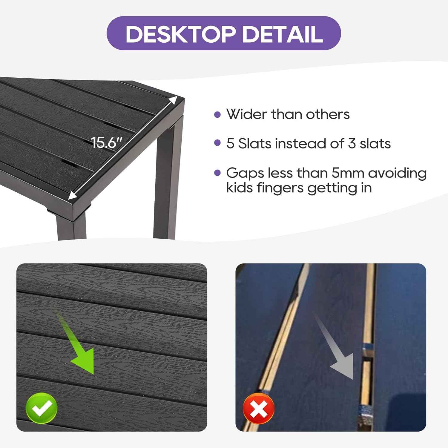 Outdoor Bar Table, 63" Black Patio Counter Height Bar Table, Outdoor Console Table with Weather Resistant Waterproof Top for Hot Tub, Balcony, Garden, Yard, Poolside,Black (Black, 63")