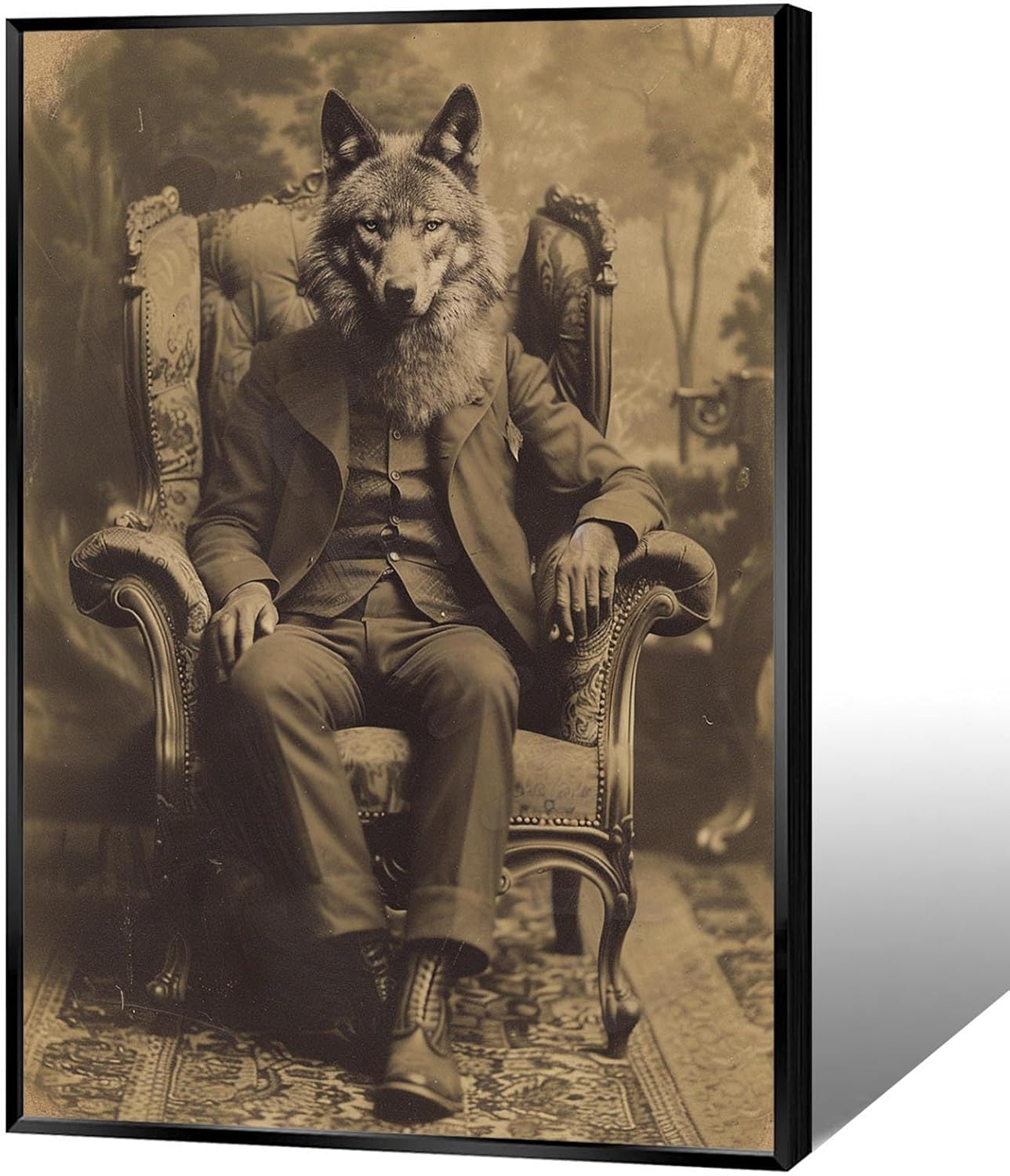 Werewolf Vintage Shoot Art Poster Print Canvas Wall Art Ideal for Dark Academia Gothic Occult Decor Living Room Bedroom Office Posters Decorations Creepy Picture 12X16inch Aluminum Framed