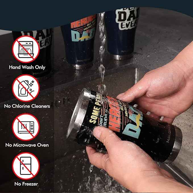 HAUSHOF Dad Gifts Tumbler 20oz Stainless Steel, Birthday Gifts for Father/Husband/Men from Daughter, Son, Kids, Wife - Heroes Dad, Black