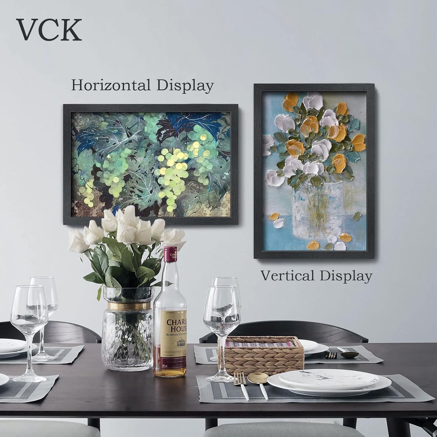 VCK 16x24 Poster Frames Set of 3, Black Solid Wood Picture Frame, Textured Exclusive Wall Gallery Frame