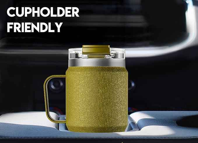 Meoky 24oz Travel Mug, Triple Insulated Stainless Steel Tumbler with Handle and 2-in-1 Straw and Sip Lid, 100% Leak Proof, Keeps Cold for 24 Hours or Hot for 8 Hours, Cupholder Friendly (Forest)