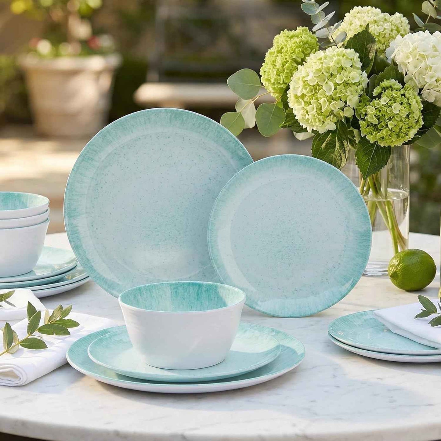 Melamine Dinnerware Set – 4 Dinner Plates, 4 Salad Plates, 4 Cereal Bowls – Shatterproof, Lightweight & Stylish for Everyday Dining, Outdoor, Camping, and RV Use