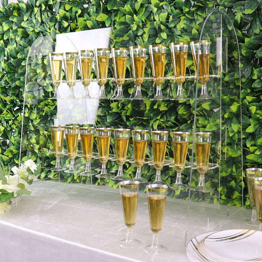 Tableclothsfactory 25" Clear Acrylic 2-Tier Wine Glass Stemware Rack, Champagne Flute Holder with Stand