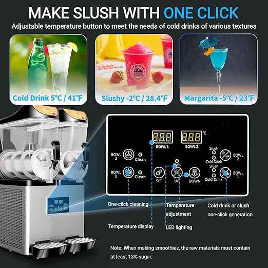 30L Commercial Slushy Machines 2 Tanks Commercial Frozen Drink Machine, Quiet Operation, No Ice Needed, Perfect for Slushie, Margarita, Daiquiri, Coffee Smoothie Tea in Events Parties