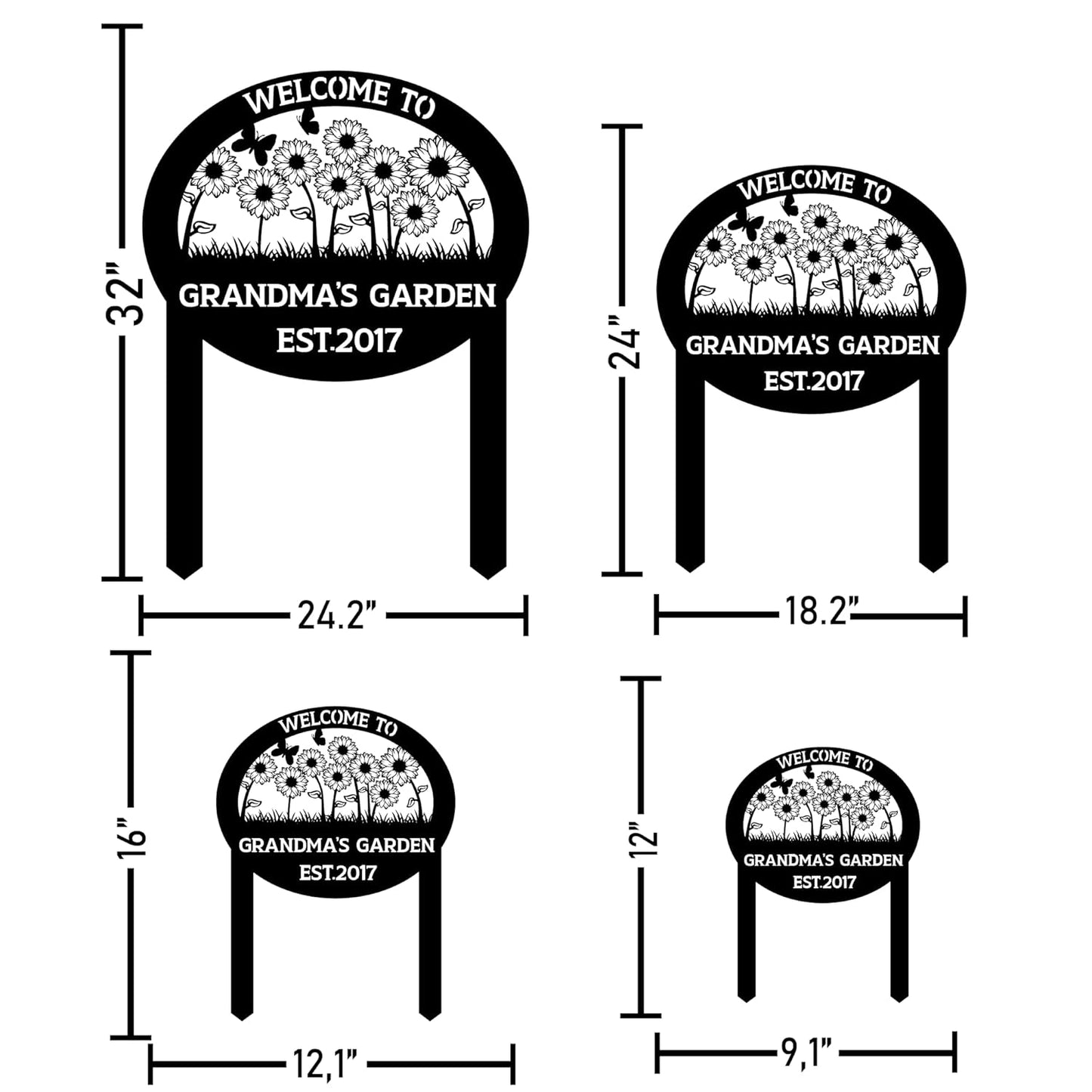 Personalized Metal Garden Sign with Stake, Custom Flowers Garden Decor for Outdoor, Custom Family Name Sign, Patio Decorations, Lawn Art, Farmhouse Decorative, Housewarming Gift