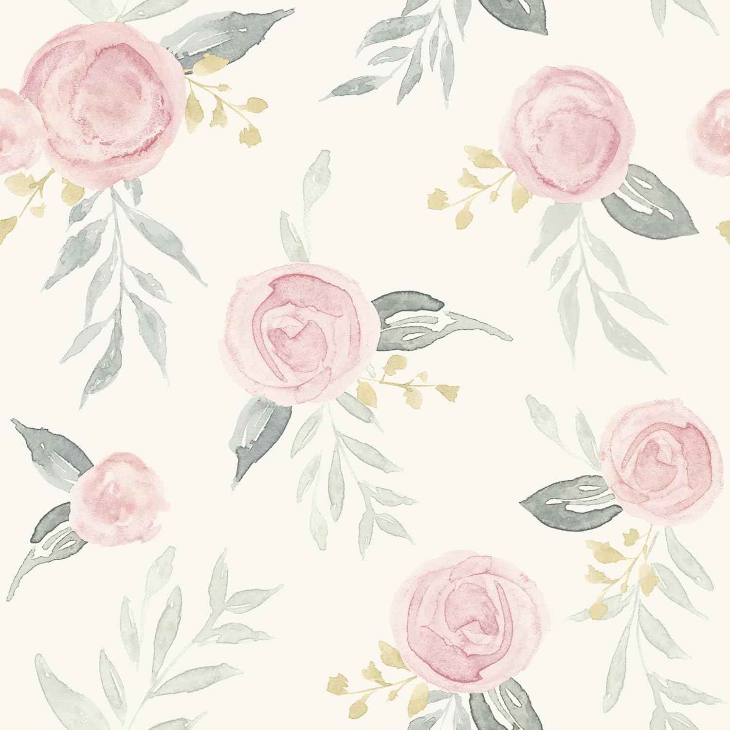 Magnolia Home Watercolor Roses Pink Peel and Stick Wallpaper