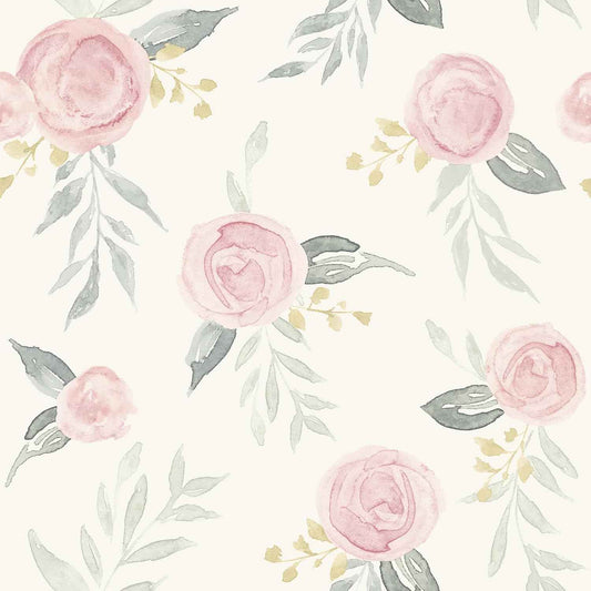 Magnolia Home Watercolor Roses Pink Peel and Stick Wallpaper