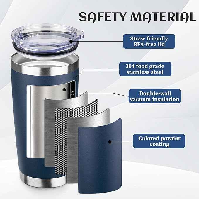 StarSpeed 20oz Tumbler Bulk with Lid, Stainless Steel Insulated Tumblers Double Wall Vacuum Insulated Travel Mug, Powder Coated Coffee Cups for Hot and Cold Drinks(Navy Blue,1)