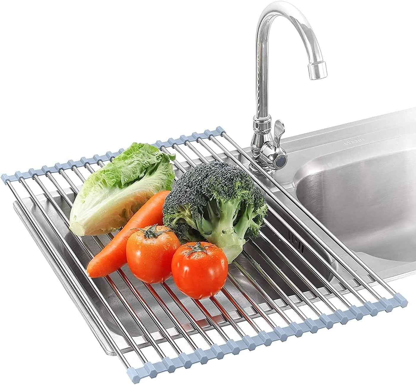 Seropy Extra Large 20.5"x13.7" Roll Up Dish Drying Rack Over The Sink Dish Drainer for Kitchen Counter, Sink Drying Rack Drying Mat Folding Rack Kitchen Sink Organizer Home Essentials