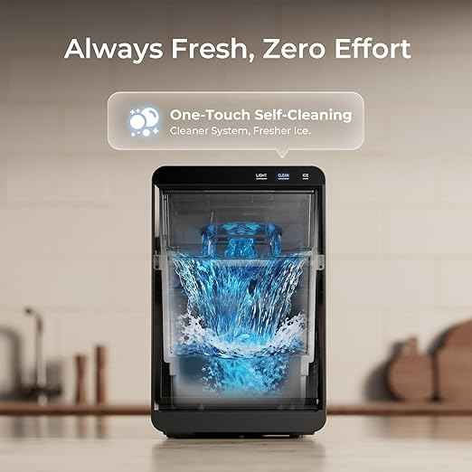 Nugget Ice Maker Countertop: 44lb/Day, Self-Cleaning, Black Stainless Steel, Portable, Soft Chewable Pebble Ice Machine for Home Kitchen, RV & Office