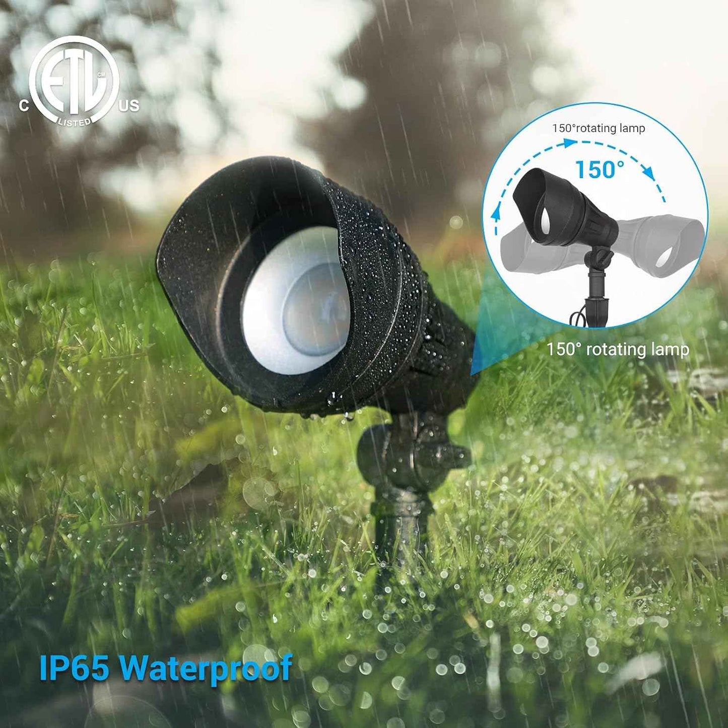 DEWENWILS LED Low Voltage Landscape Lights, 14W 540LM 3000K 12V Aluminum Outdoor Spotlight, IP65 Waterproof Landscape Lighting for Yard, Garden, House, Tree, Lawn, 4 Pack