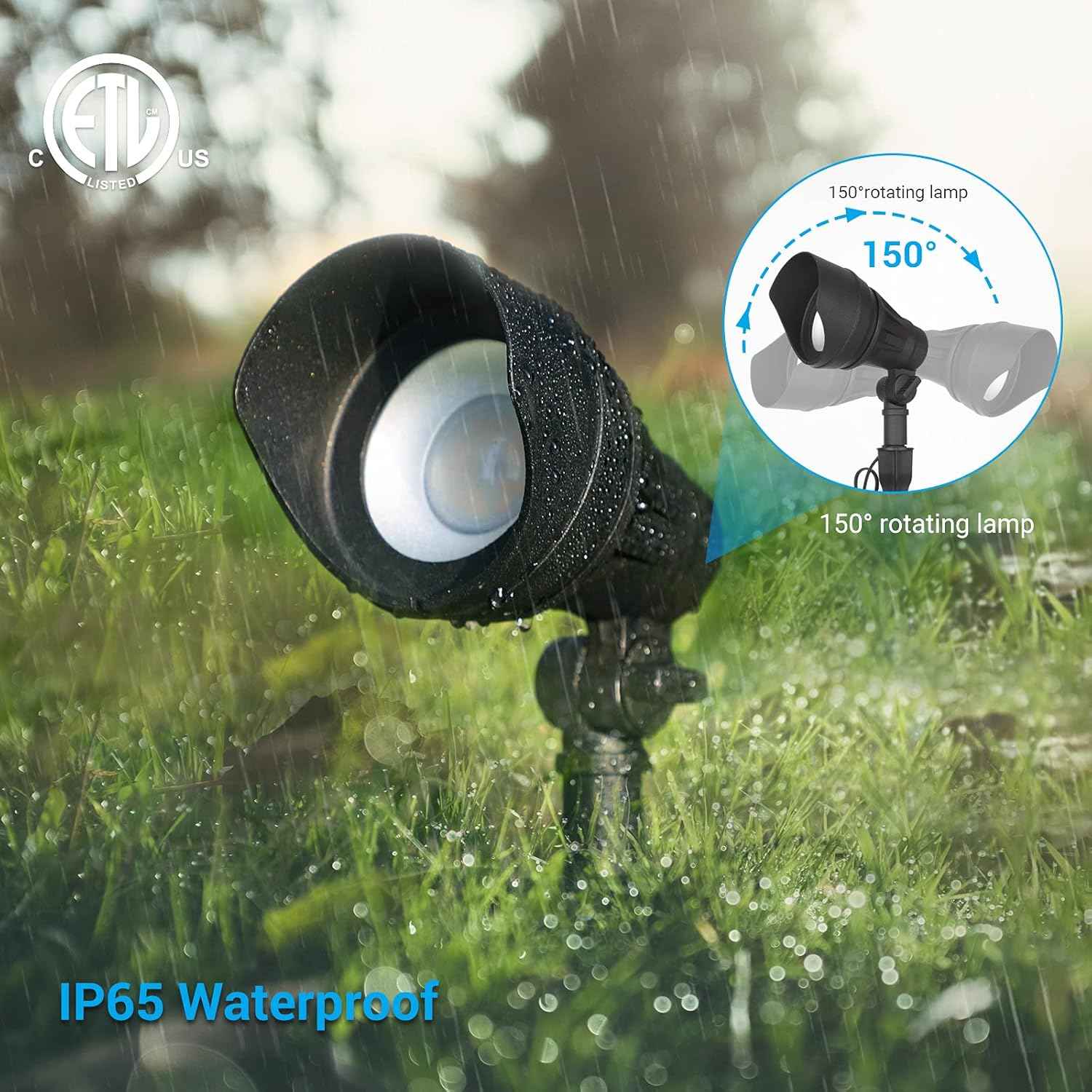 DEWENWILS LED Low Voltage Landscape Lights, 14W 540LM 3000K 12V Aluminum Outdoor Spotlight, IP65 Waterproof Landscape Lighting for Yard, Garden, House, Tree, Lawn, 4 Pack