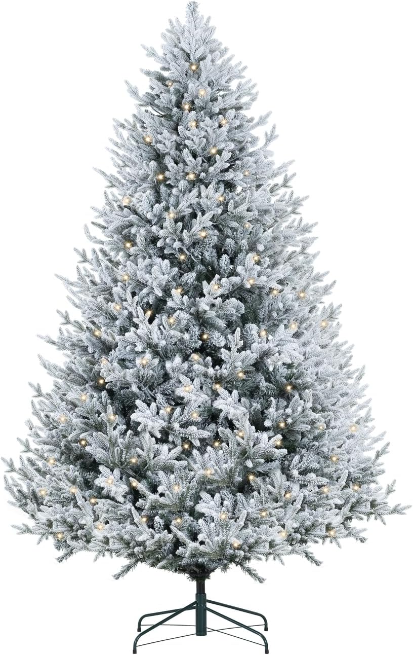 Ginebra Snow Flocked Prelit Christmas Tree 7.5ft/Snow Flocked