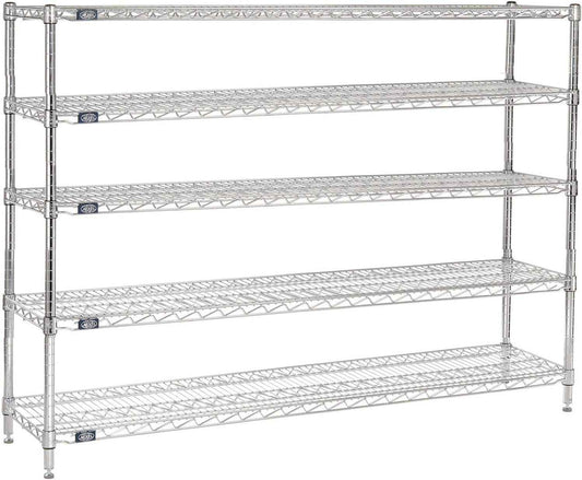 Nexel - 18" x 72" x 86", 5 Tier, NSF Listed Adjustable Wire Shelving, Unit Commercial Storage Rack, Chrome, Leveling feet