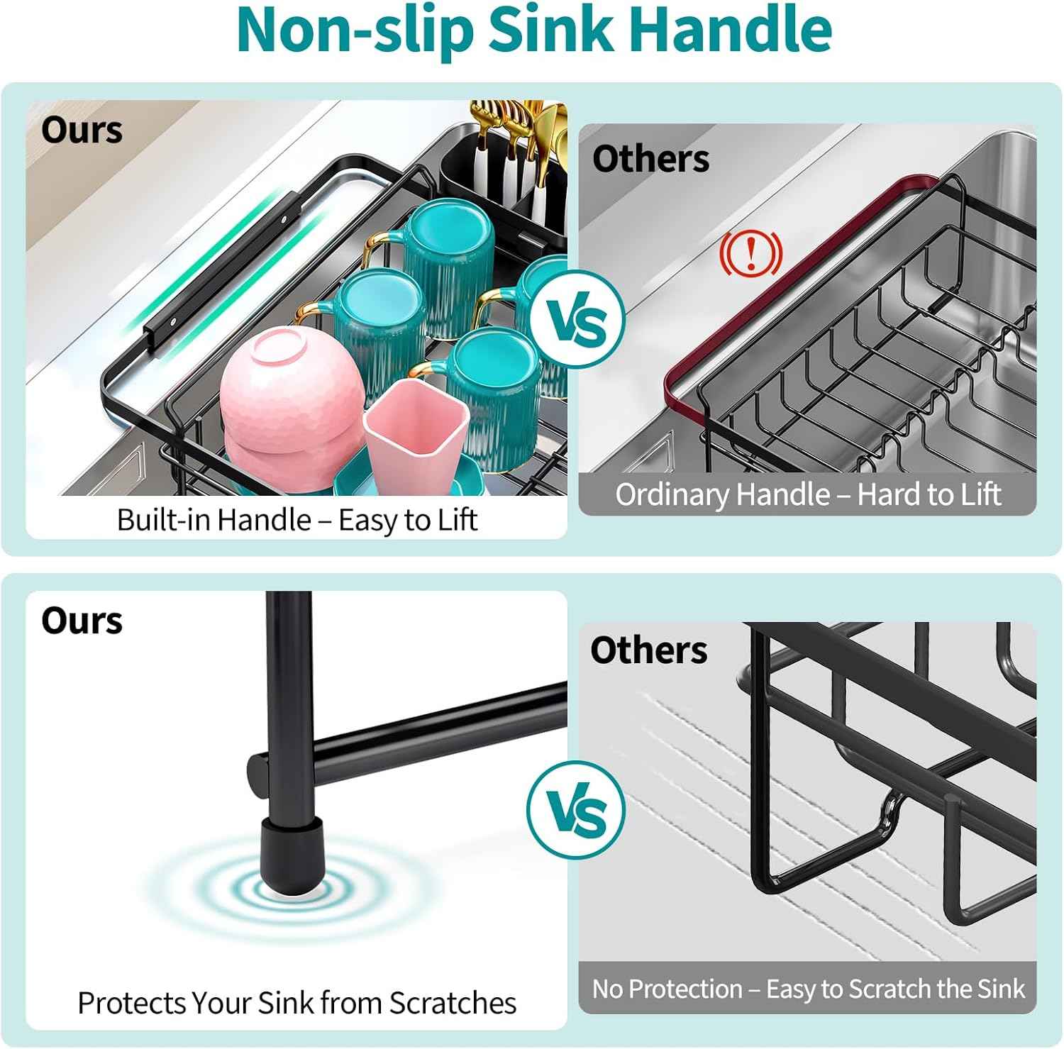 Urackify Expandable Stainless Steel in Sink Dish Drying Rack - Adjustable Dish Rack Over Sink, Rustproof Dish Drainer for Kitchen Counter, Dish Strainer with Utensil Holder, Fit Sink for 13"-18"