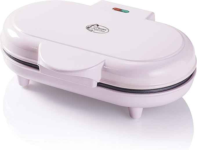 Bestron Double waffle maker for classic heart-shaped waffles, Waffle maker with non-stick coating, Sweet Dreams collection, Color: Pink