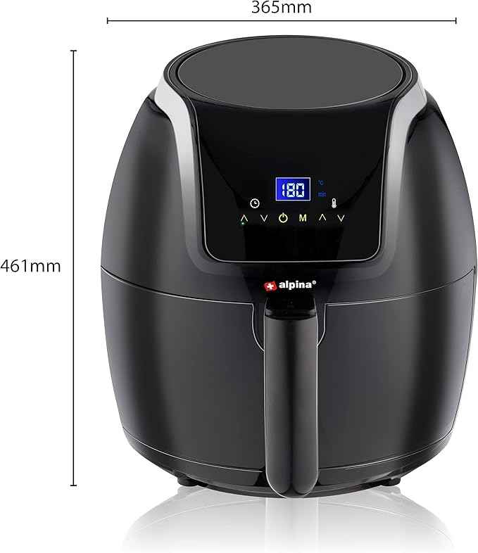alpina Air Fryer Oil Free Deep Fryer 5 Litre Electric Deep Fryer with Non-Stick Coating Digital Touch Screen 7-8 People
