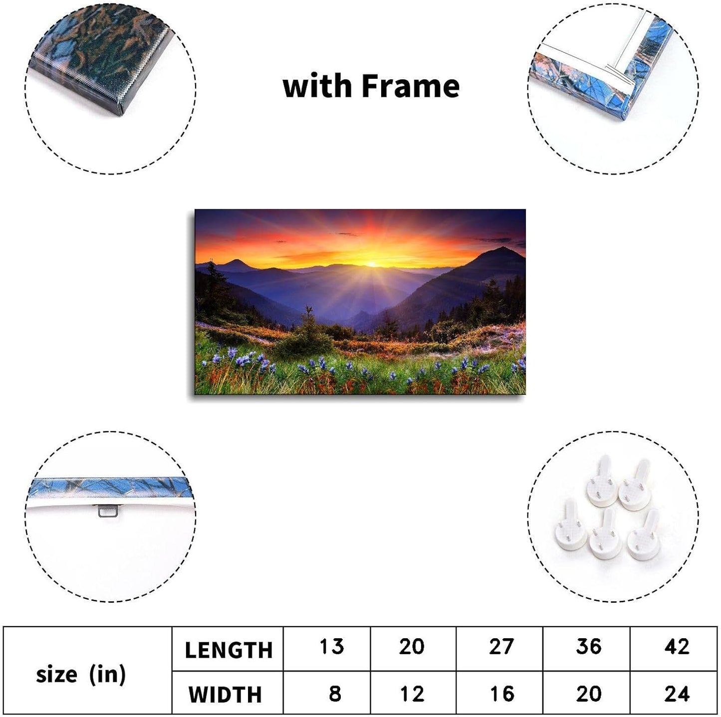 Bdzxfqwe Canvas Wall Art Sunset Mountain Landscape Prints Posters Pictures Printing Office Living Room Bedroom Decor With Framed20 x12