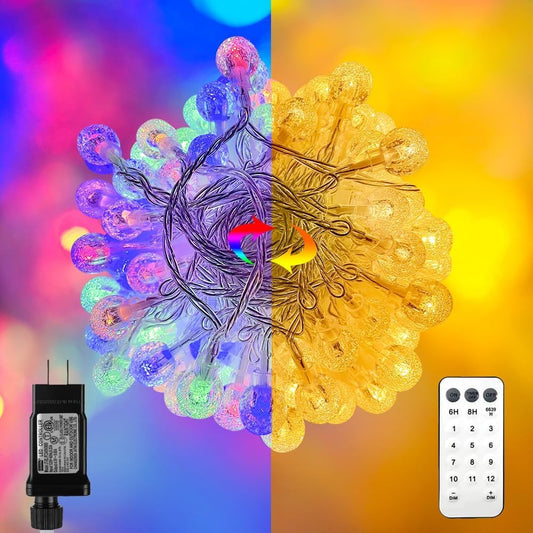 Multicolor Crystal Globe String Lights Plug in 116 Ft. 200 LED 8 Modes with Remote,Waterproof Fairy String Lights for Indoor Outdoor Bedroom Party Wedding Garden Christmas Tree Decor