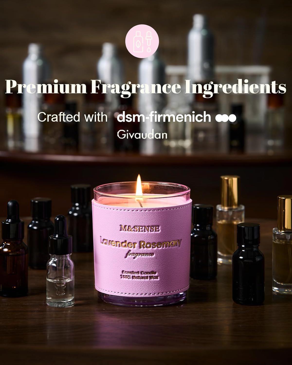 M&SENSE Tobacco Leather Berries Scented Candles, Heavy Scented Candles,Vegan Soy Wax,10oz 42-Hour Long Burning Time,Relax Home Fragrance, Cozy Romance Fancy Gifts for Man Dad in Living Rooms Bedroom