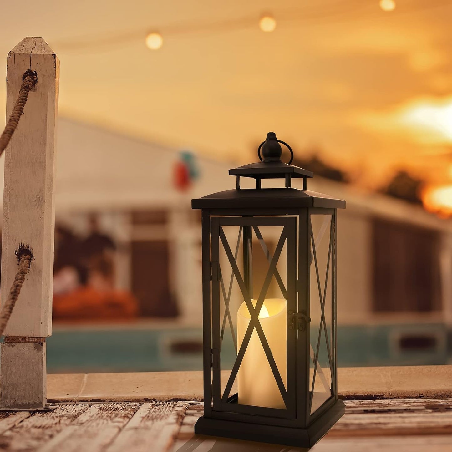 Large Flameless Candles with Remote and Timers Outdoor Waterproof, 8" x 4" Battery Operated Flickering LED Pillar Candles for Outside Lanterns, Ivory Plastic, Long-Lasting ,Set of 2