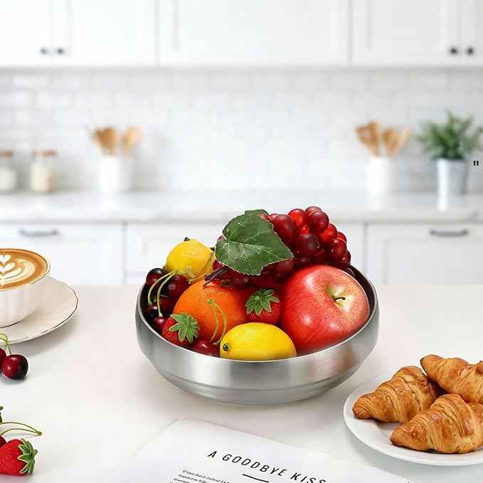 Key Bowl for Entryway Table 8.3" Modern Decorative Bowl Catchall Bowl for Candy Fruit Serving Bowls for Kitchen Counter, Coffee Table,Silver